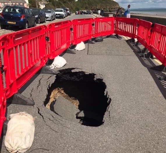 That sinking feeling for seaside village's road