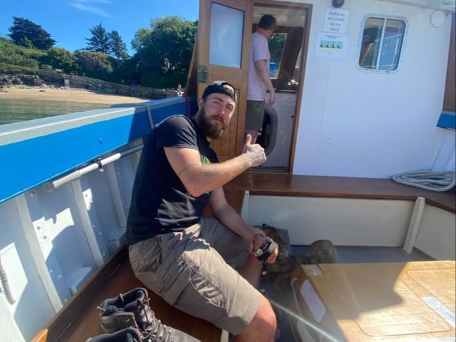 Walker Josh on the boat to Caldey Island