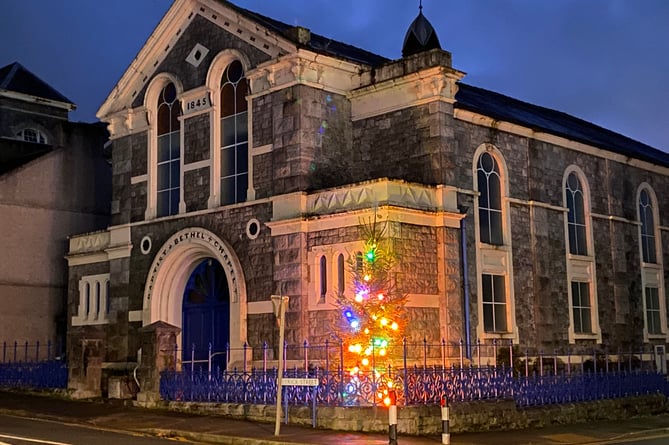 Christmas tree at Bethel Baptist Church, Pembroke Dock