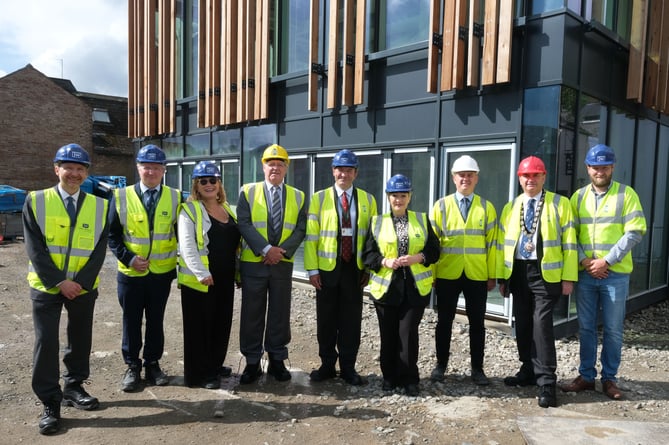 Finance Minister Rebecca Evans at the Western Quayside development, Haverfordwest