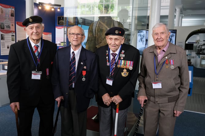 The four World War II Veterans at Pembroke Dock Heritage Centre. Left to right: Idwal Davies, Tony Bird, Neville Bowen, Duncan Hilling.